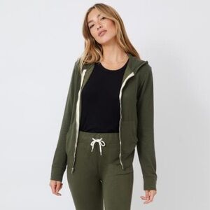 MONROW supersoft zip up hoodie general green size‎ S lightweight pockets